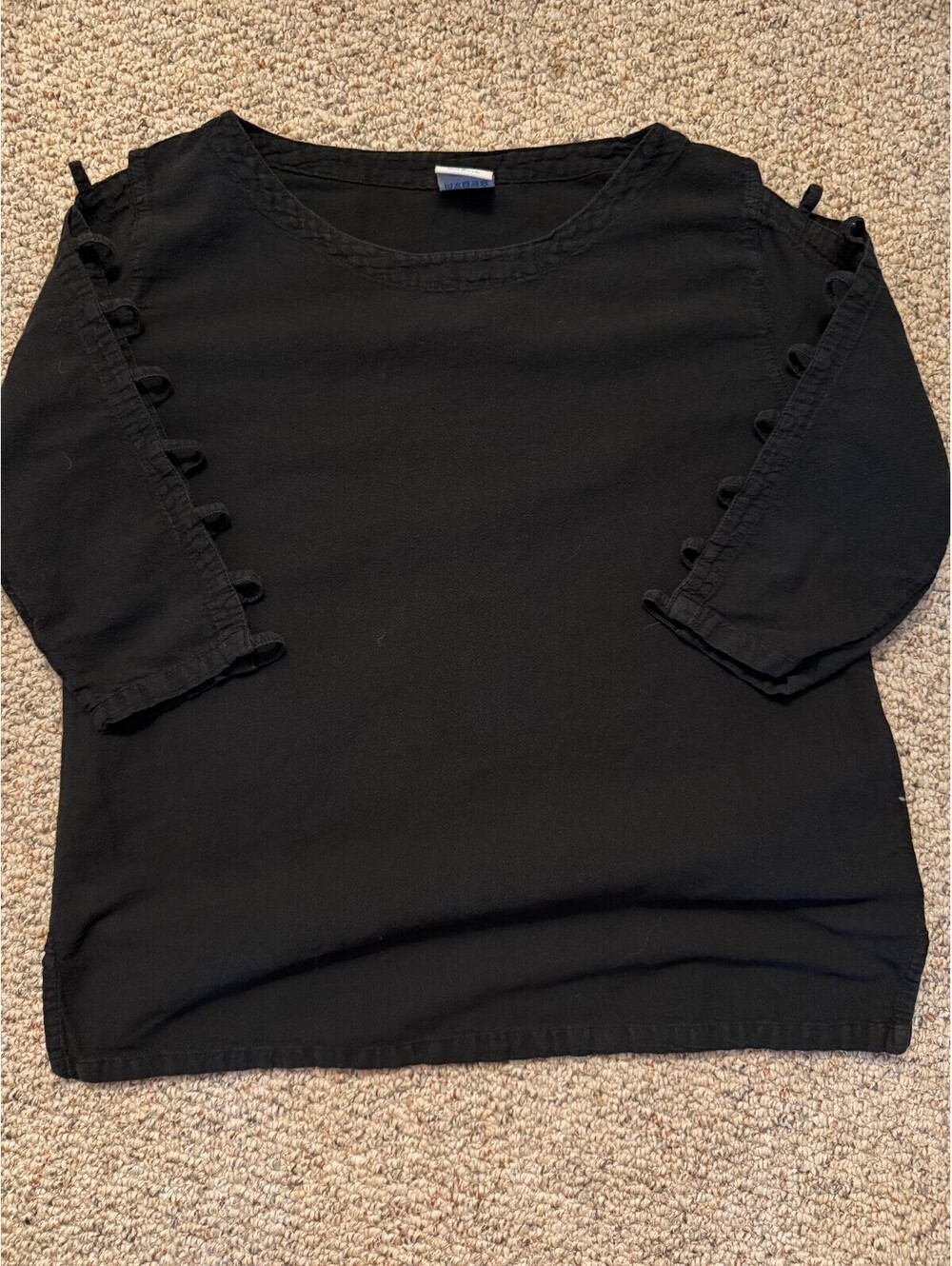 Sea Breeze of California Vintage cotton black open 3/4 sleeves top